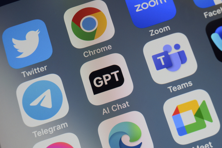 ChatGPT Artificial intelligence App icon. Should businesses be using ChatGPT for marketing?