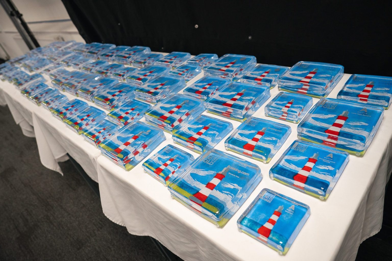 Group of Devon Tourism Award trophies displayed on a table