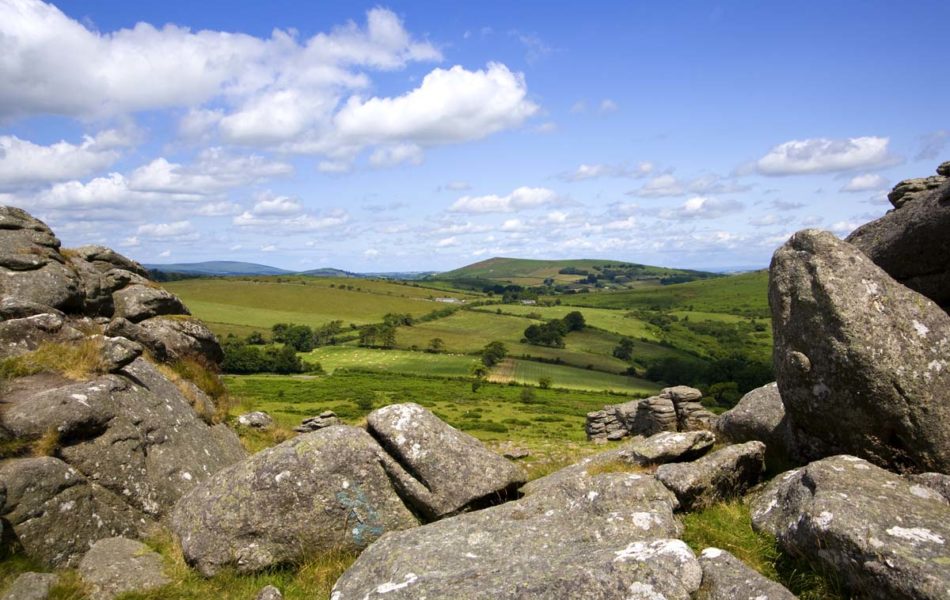 Dartmoor countryside from Hound Tor, Devon, UK